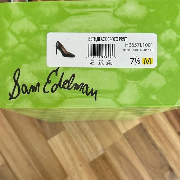 Sam Edelman Black Croc-Patterned Heels - Picture 2 of 4